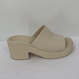 CROCS Brooklyn chunky slide platform sandal light taupe ivory shoe women 10